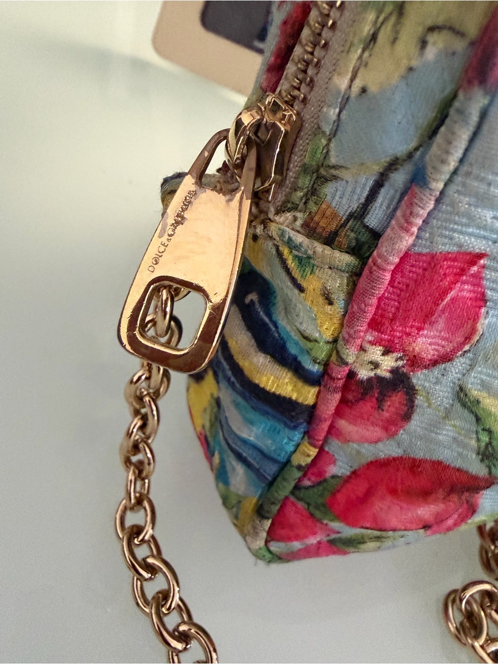 Dolce & Gabbana Pink Floral Crossbody with Gold Chain - Picture 5 of 9